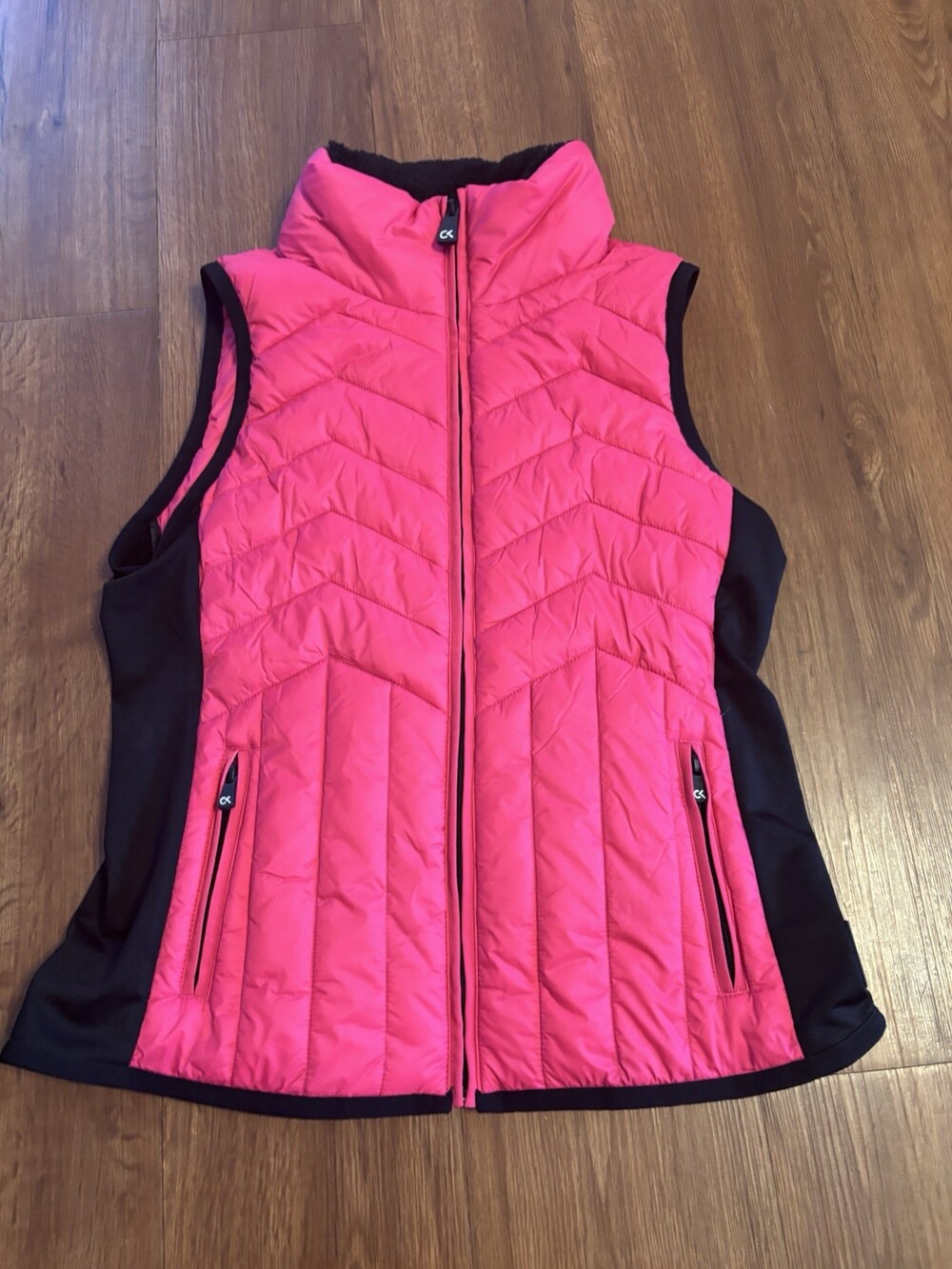 Calvin Klein Performance Women’s M Pocket Puffer Vest Bright Pink Zip